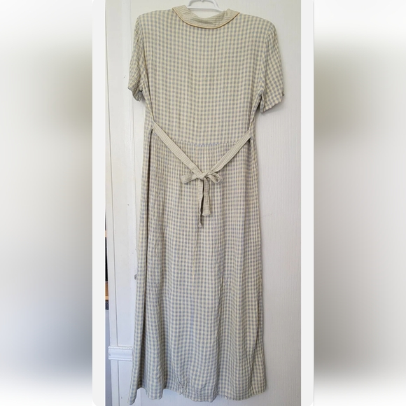 Jessica Howard 10 Vtg 80s Tea Dress Back Bow Yellow Blue Cottagecore Checked - Picture 4 of 11